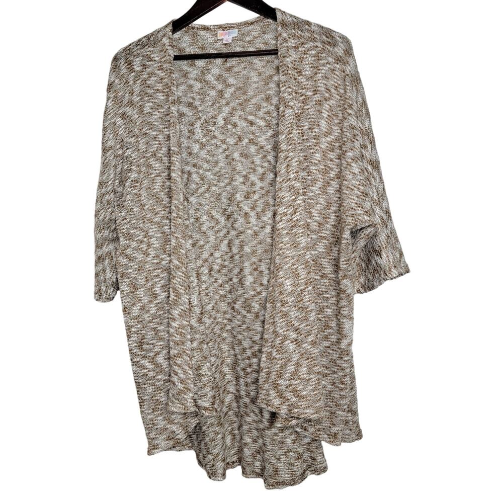 LuLaRoe Lindsay Kimono Cardigan Women's Medium Brown White Open Front NWOT - Picture 4 of 6